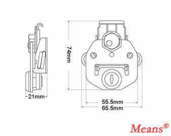 Medium surface latch of wooden case, Keylockable, with keeper plate, zinc plating finish