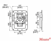 Large recessed Twist Latch with Offset, Padlockable. zinc plating finish