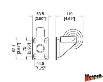 3.5" Swivel caster, with Blue /Burgundy /Grey polyurethane wheel. for wooden case.