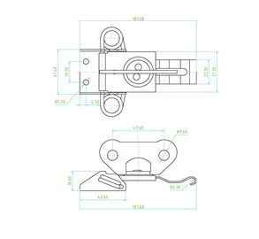 Large Draw latch with keeper plate, zinc plating finish