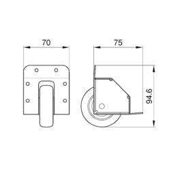 Steel Recessed Castor with 64mm Dia Black Wheel.MS-W8672Z