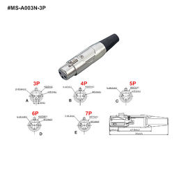 XLR Connector,3 Pins with Nickel Contacts.Rohs. MS-A003N-3P