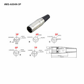 XLR Connector,3 Pins with Nickel Contacts.Rohs. MS-A004N-3P