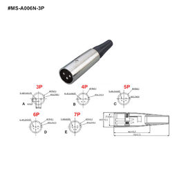 XLR Connector,3 Pins with Nickel Contacts.Rohs. MS-A006N-3P