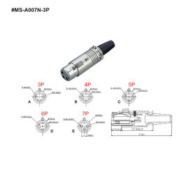 XLR Connector,3 Pins with Nickel Contacts.Rohs. MS-A007N-3P