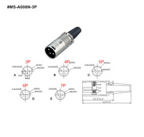 XLR Connector,3 Pins with Nickel Contacts.Rohs. MS-A008N-3P