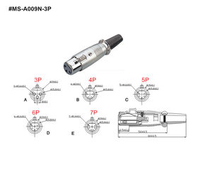 XLR Connector,3 Pins with Nickel Contacts.Rohs. MS-A009N-3P