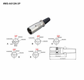 XLR Connector,3 Pins with Nickel Contacts.Rohs. MS-A012N-3P