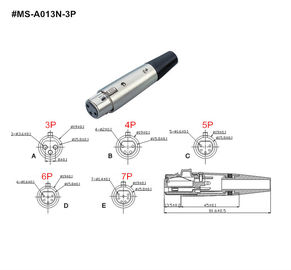 XLR Connector,3 Pins with Nickel Contacts.Rohs. MS-A013N-3P