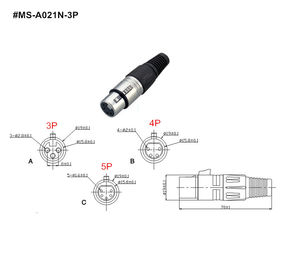 XLR Connector,3 Pins with Nickel Contacts.Rohs. MS-A021N-3P