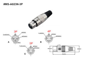 XLR Connector,3 Pins with Nickel Contacts.Rohs. MS-A023N-3P