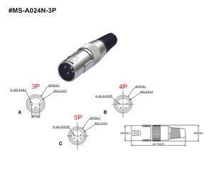 XLR Connector,3 Pins with Nickel Contacts.Rohs. MS-A024N-3P