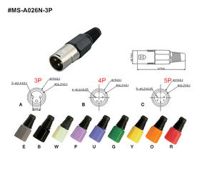 XLR Connector,3 Pins with Nickel Contacts.Rohs. MS-A026N-3P