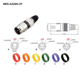 XLR Connector,3 Pins with Nickel Contacts.Rohs. MS-A028N-3P