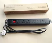 19" 1U PDU UK Socket, 6 ways. CE/ROHS certification