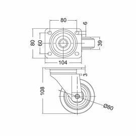 Swivel Castor with 80mm Rubber blue wheel.Rohs