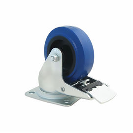 Braked Swivel Castor with 80mm Rubber blue wheel.Rohs