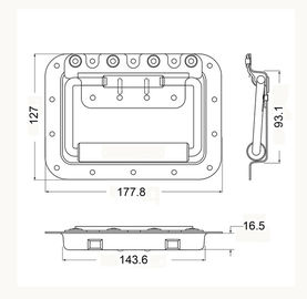 Large Recessed flip handle. Double sprung. MS-H1802Z