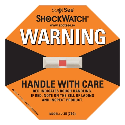 ShockWatch Label,impact indicators label,5 clors,25G(Yellow),37G(Purple),50G(Red),75G(Orange),100G(Green).