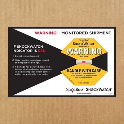 ShockWatch Label,impact indicators label,5 clors,25G(Yellow),37G(Purple),50G(Red),75G(Orange),100G(Green).