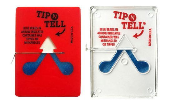 TIP N TELL,"human-type" anti-tilt label,Upright label