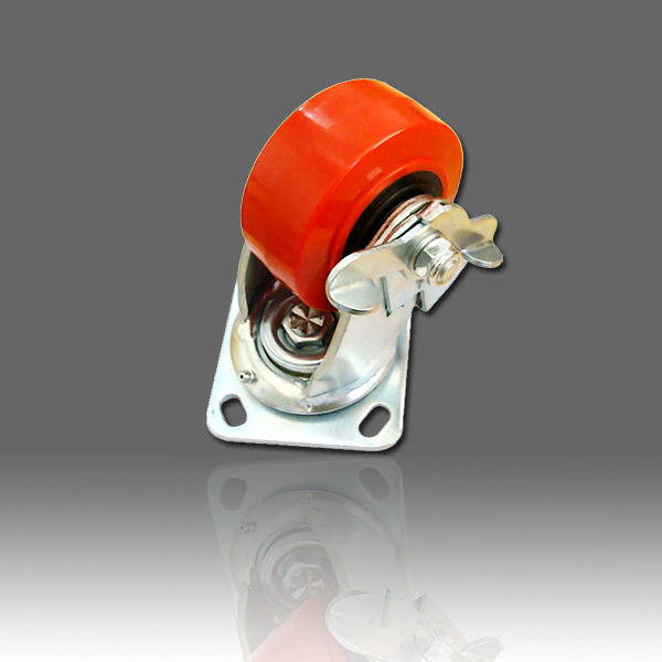 4"/100mm Heavy duty swivel castor with braked, with Red wheel.MS-W8408HDWB.