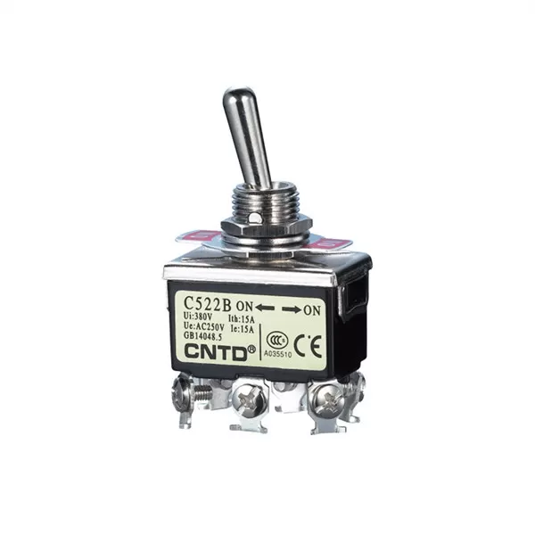 6 Pin DPDT 250V 15A ON-ON Black,Heavy Duty Toggle Switch.C522B,Rohs